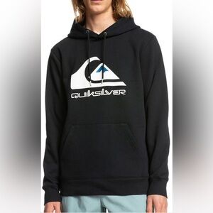 NEW-Quicksilver Men's Omni Logo Screen Fleece Hoodie Size L black
